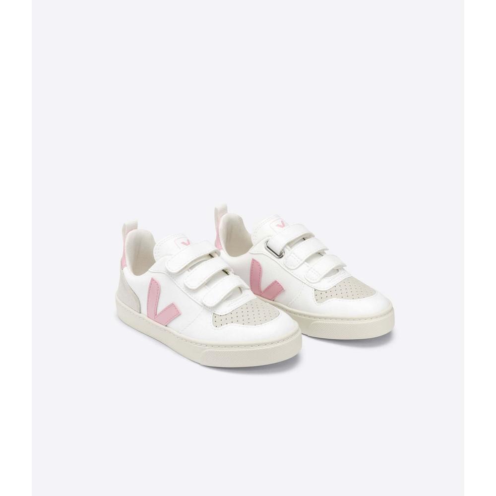 Pantofi Copii Veja V-10 STRAPS CWL White/Pink | RO 801KOR